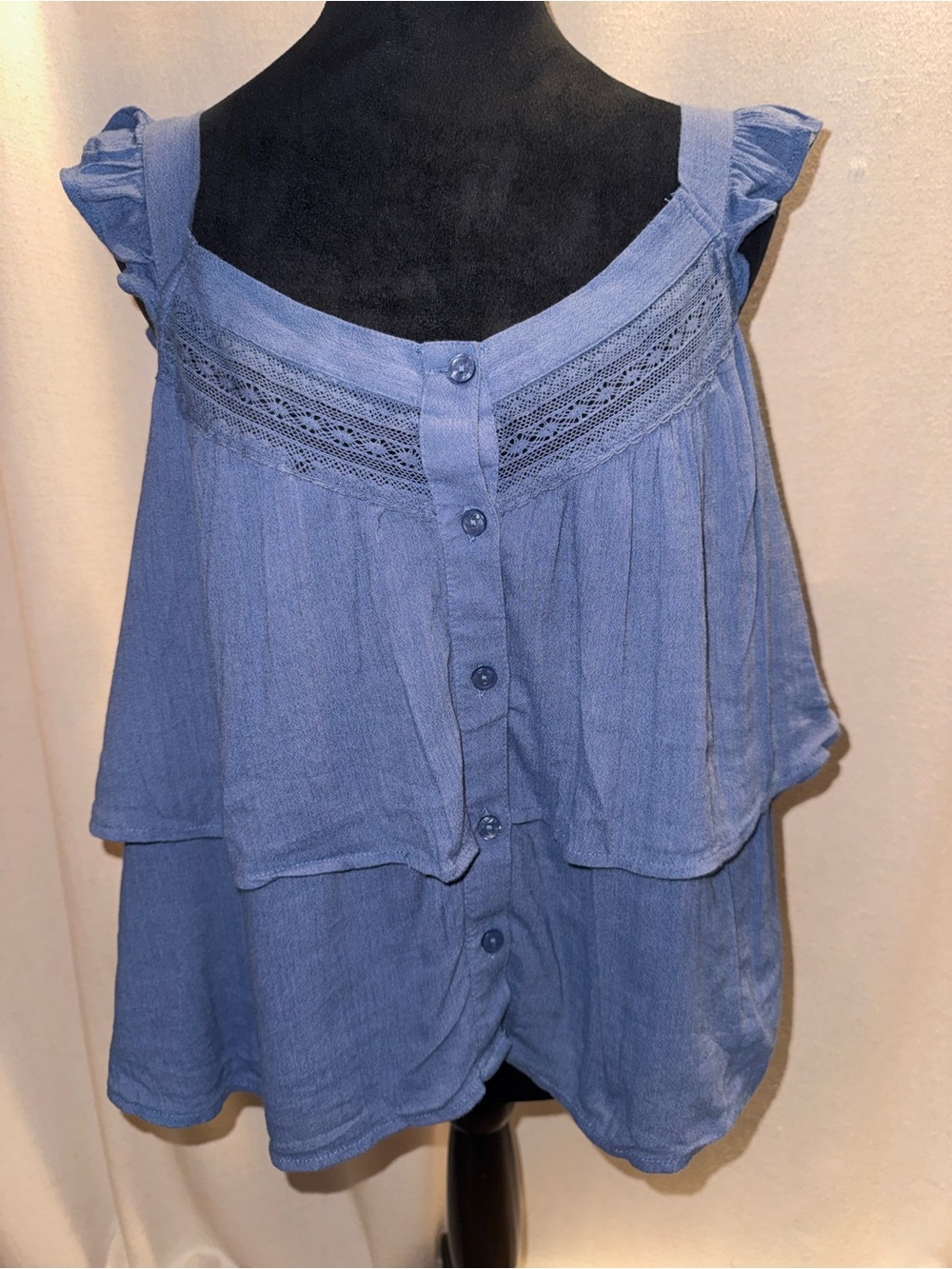 American Eagle Ruffled Chambray Tiered Tank NWT